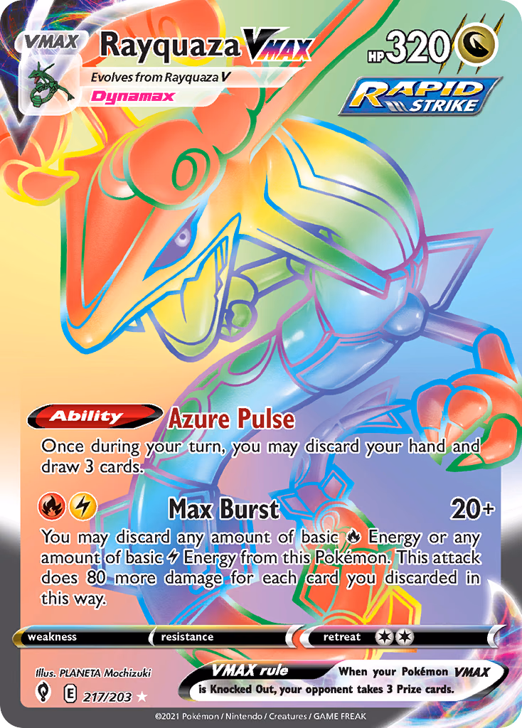 Rayquaza VMAX Pokemon card (217/203, Evolving Skies)