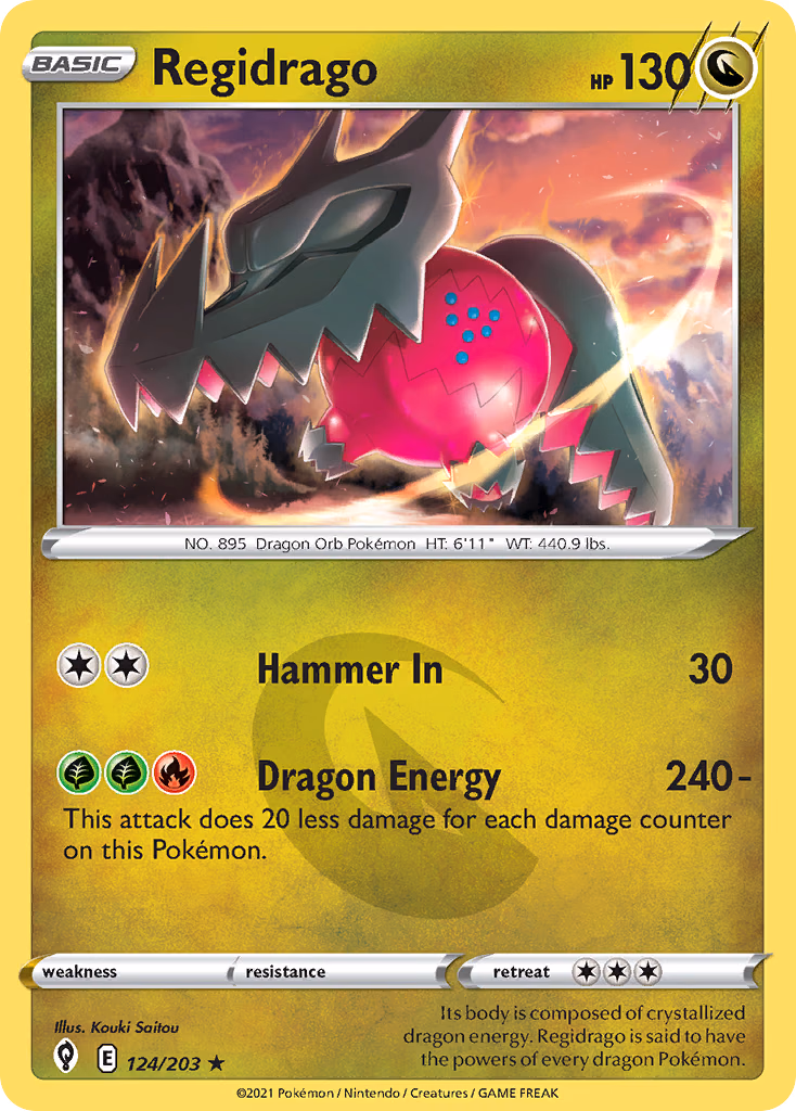 Regidrago Pokemon card (124/203, Evolving Skies)