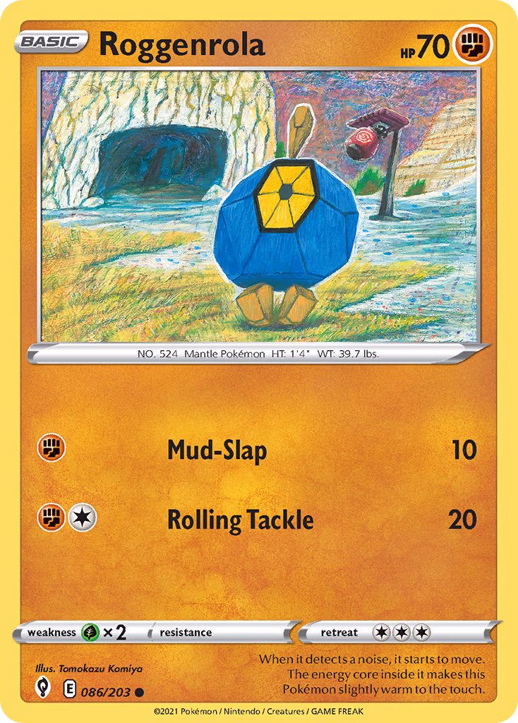 Roggenrola Pokemon card (086/203, Evolving Skies)