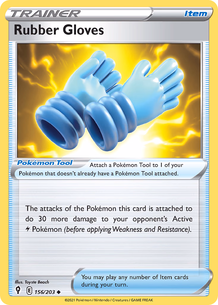 Rubber Gloves Pokemon card (156/203, Evolving Skies)