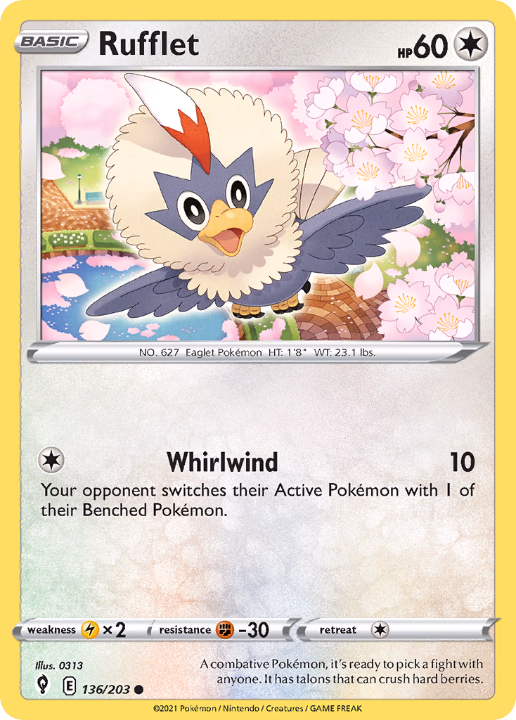 Rufflet Pokemon card (136/203, Evolving Skies)