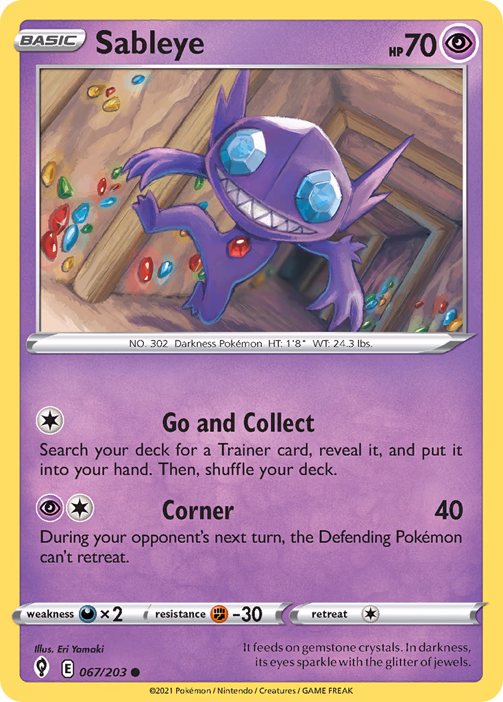 Sableye Pokemon card (067/203, Evolving Skies)