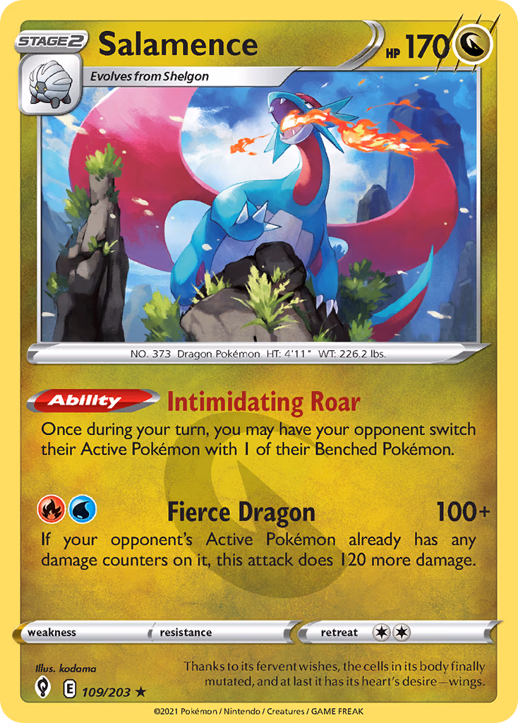 Salamence Pokemon card (109/203, Evolving Skies)