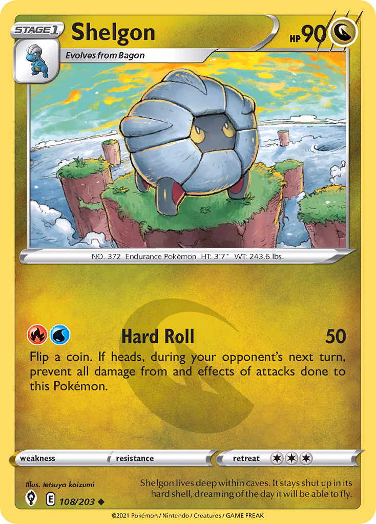 Shelgon Pokemon card (108/203, Evolving Skies)