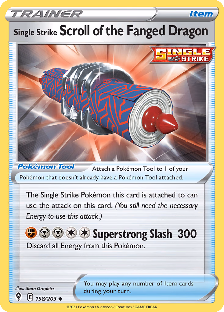 Single Strike Scroll of the Fanged Dragon Pokemon card (158/203, Evolving Skies)