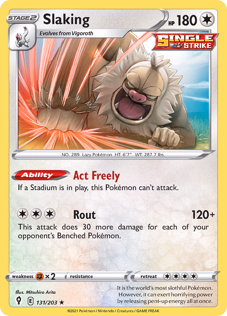Slaking Pokemon card (131/203, Evolving Skies)