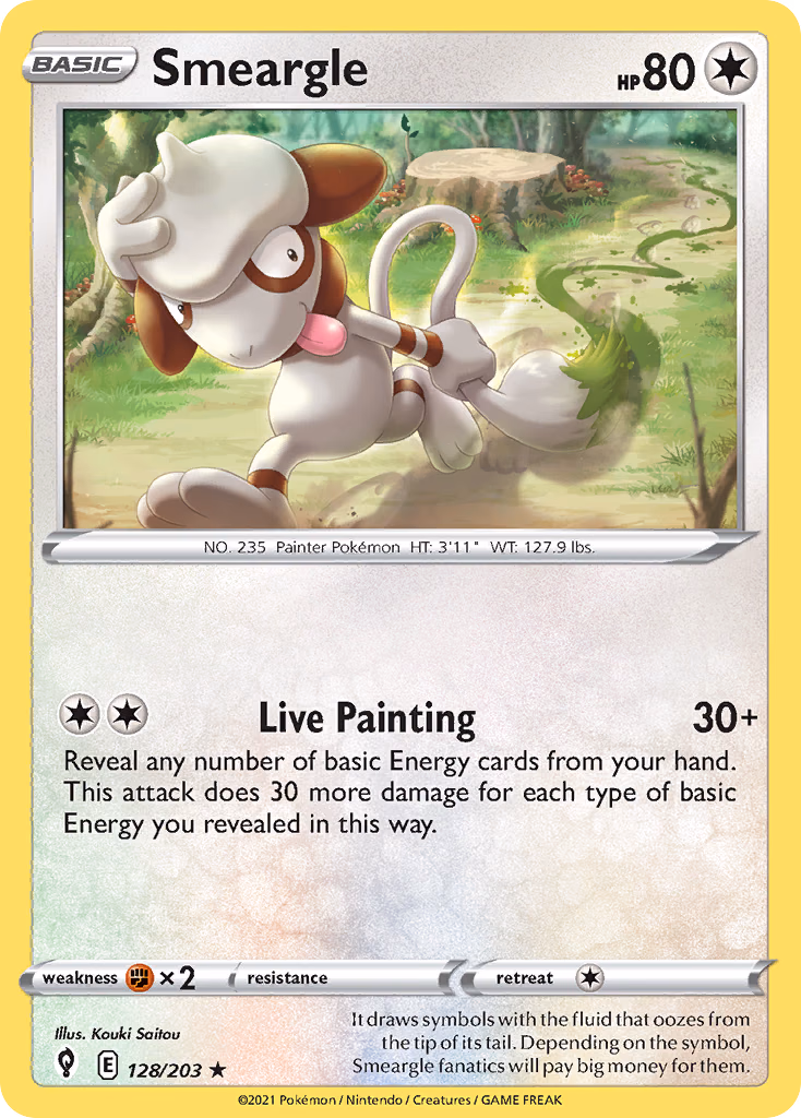 Smeargle Pokemon card (128/203, Evolving Skies)