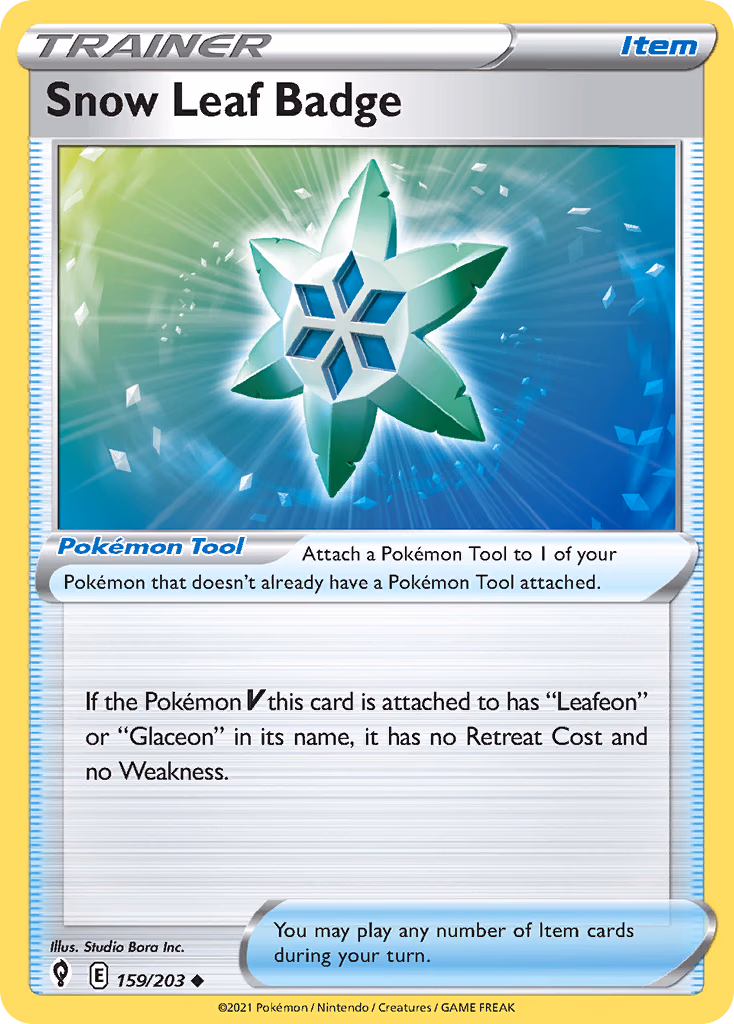 Snow Leaf Badge Pokemon card (159/203, Evolving Skies)