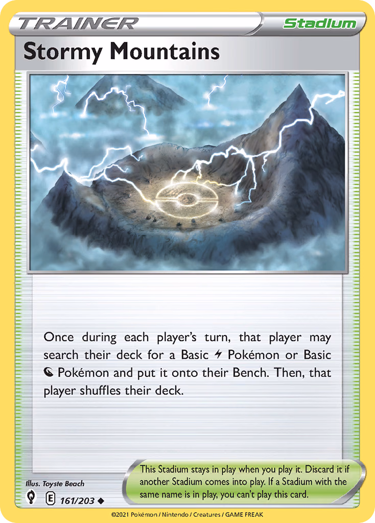 Stormy Mountains Pokemon card (161/203, Evolving Skies)