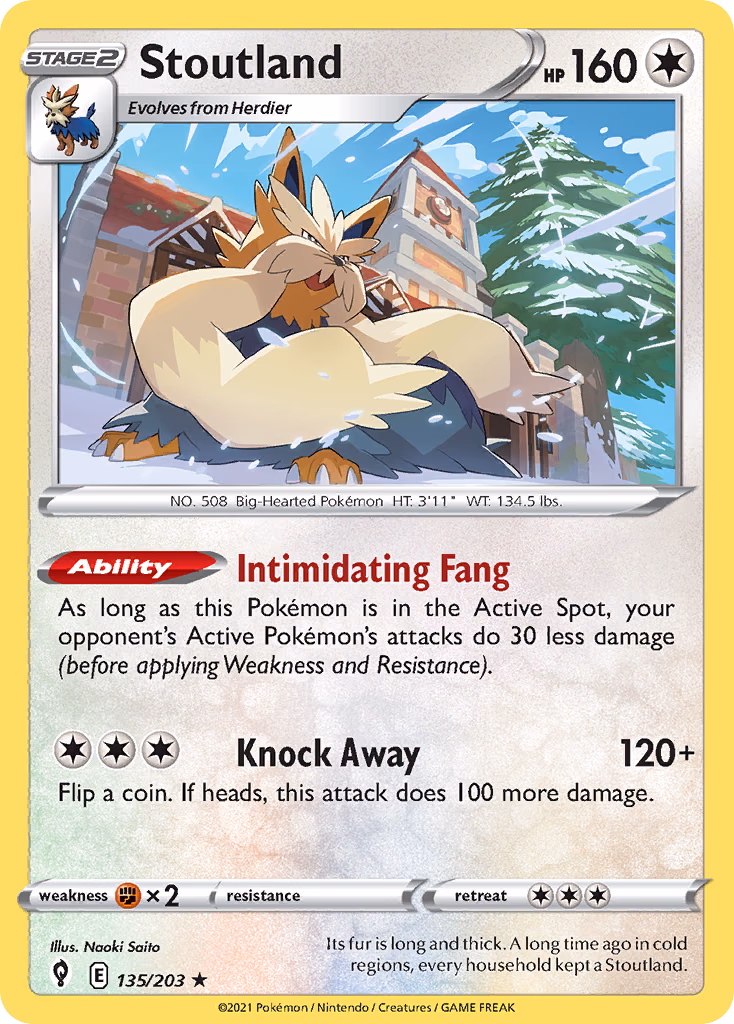 Stoutland Pokemon card (135/203, Evolving Skies)