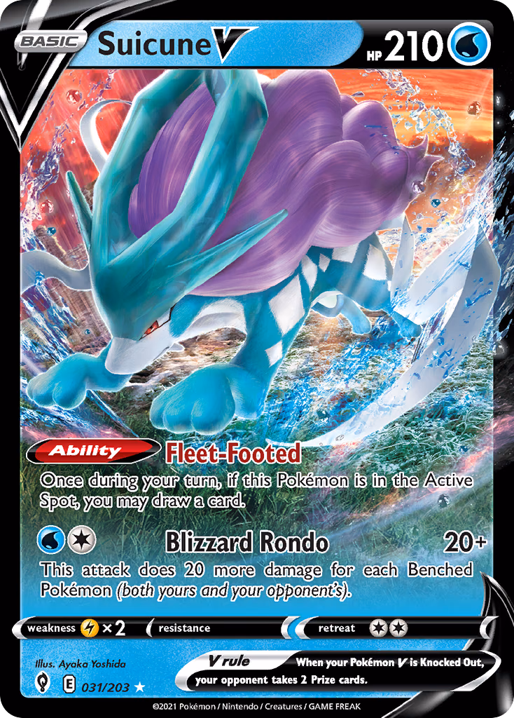 Suicune V Pokemon card (031/203, Evolving Skies)