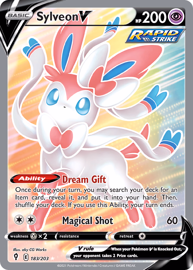 Sylveon V Pokemon card (183/203, Evolving Skies)