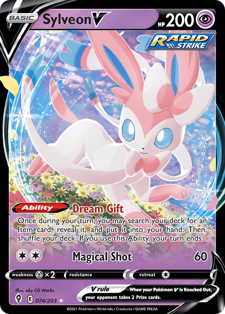 Sylveon V Pokemon card (074/203, Evolving Skies)