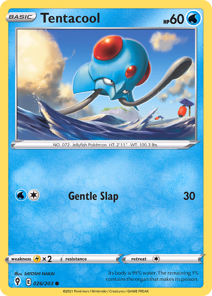 Tentacool Pokemon card (026/203, Evolving Skies)