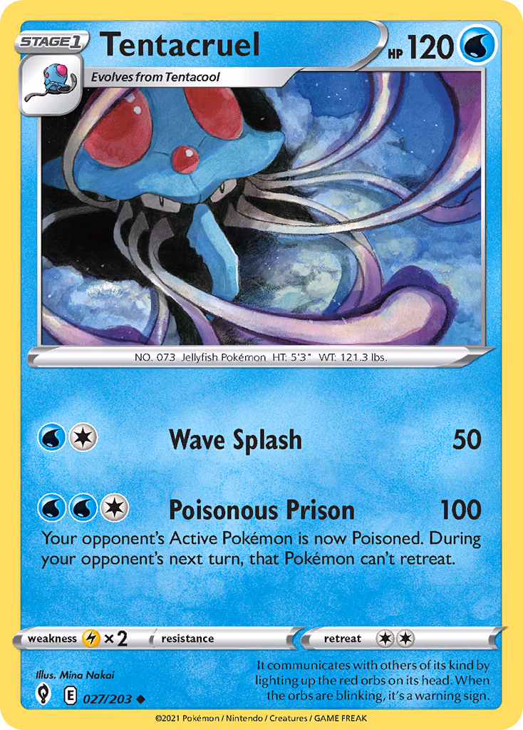 Tentacruel Pokemon card (027/203, Evolving Skies)