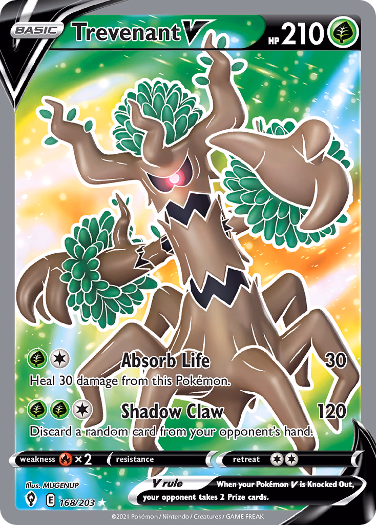 Trevenant V Pokemon card (168/203, Evolving Skies)