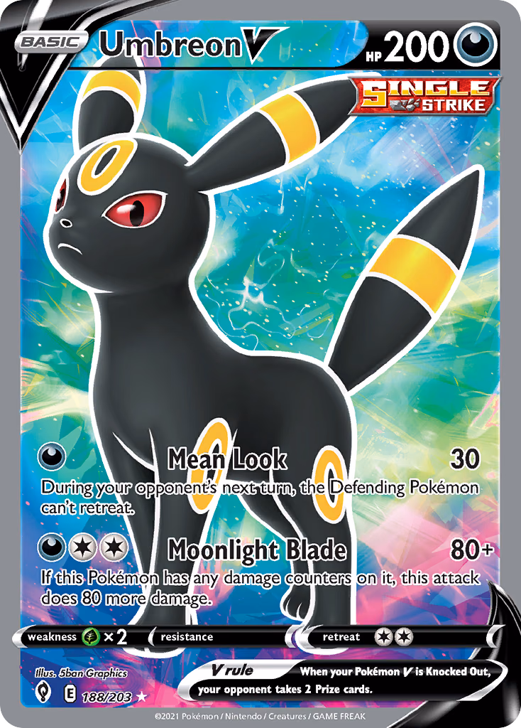 Umbreon V Pokemon card (188/203, Evolving Skies)