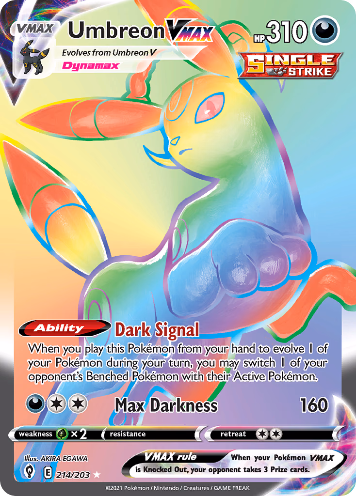 Umbreon VMAX Pokemon card (214/203, Evolving Skies)
