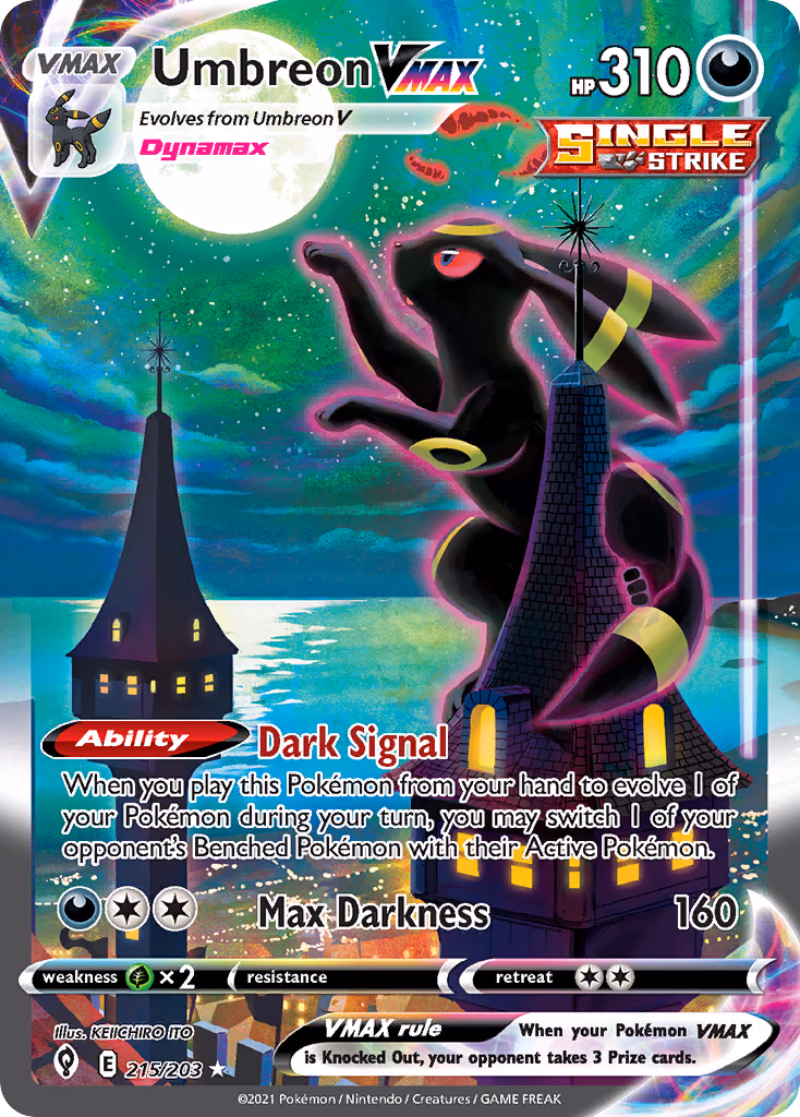 Umbreon VMAX Pokemon card (215/203, Evolving Skies)
