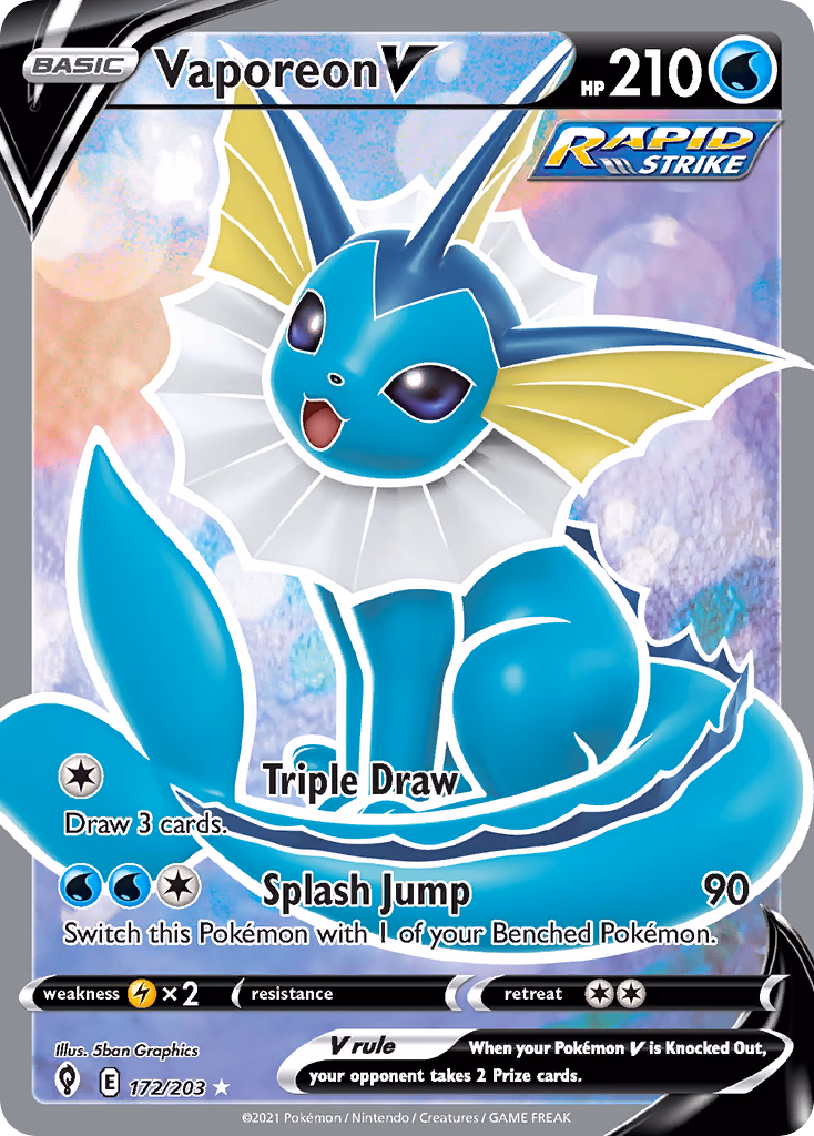Vaporeon V Pokemon card (172/203, Evolving Skies)