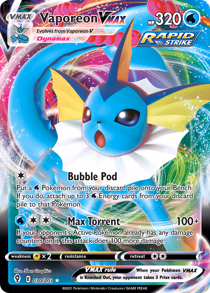 Vaporeon VMAX Pokemon card (030/203, Evolving Skies)