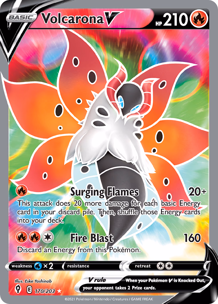 Volcarona V Pokemon card (170/203, Evolving Skies)