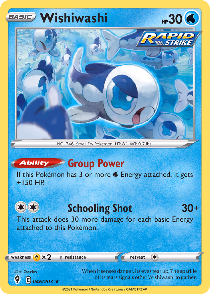Wishiwashi Pokemon card (046/203, Evolving Skies)