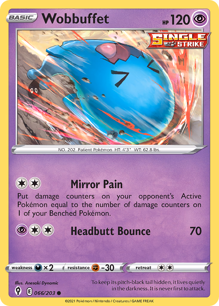 Wobbuffet Pokemon card (066/203, Evolving Skies)