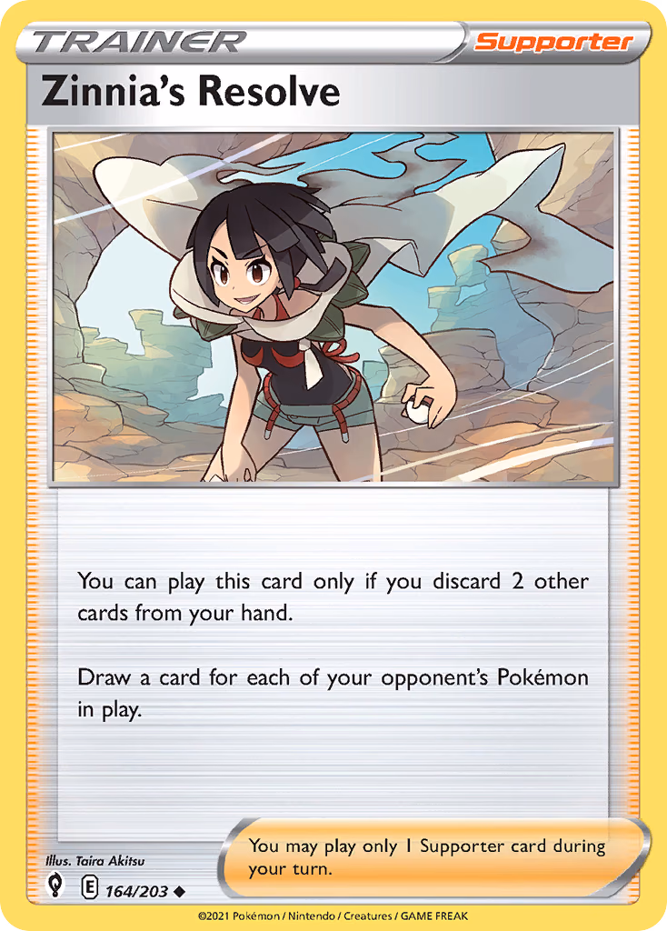 Zinnia's Resolve Pokemon card (164/203, Evolving Skies)
