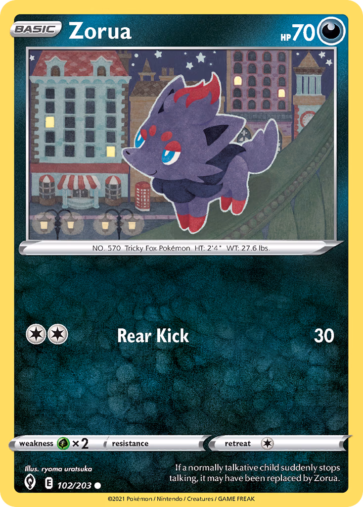 Zorua Pokemon card (102/203, Evolving Skies)