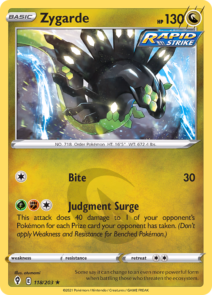 Zygarde Pokemon card (118/203, Evolving Skies)
