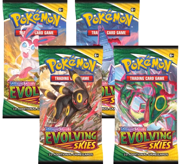 Pokemon Evolving Skies Booster Pack Art Bundle [Set of 4]