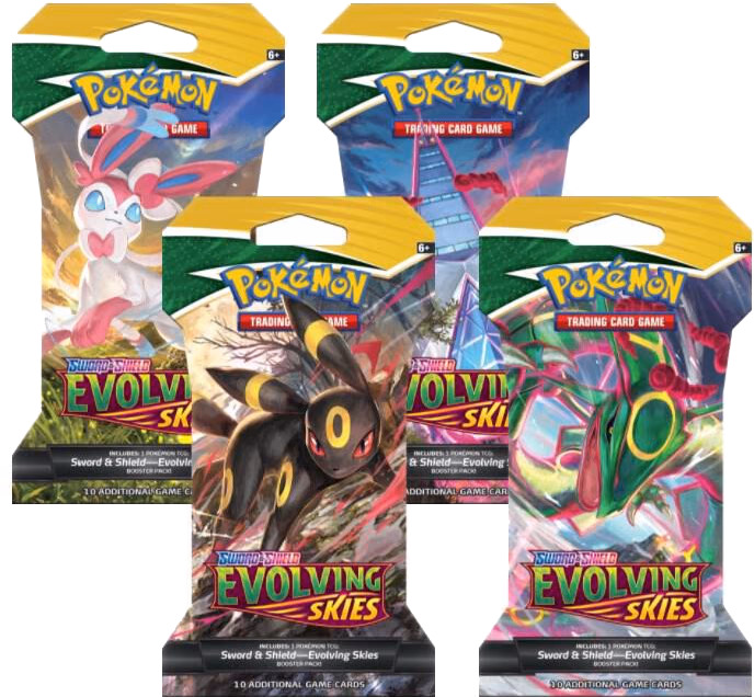 Pokemon Evolving Skies Sleeved Booster Pack Art Bundle [Set of 4]