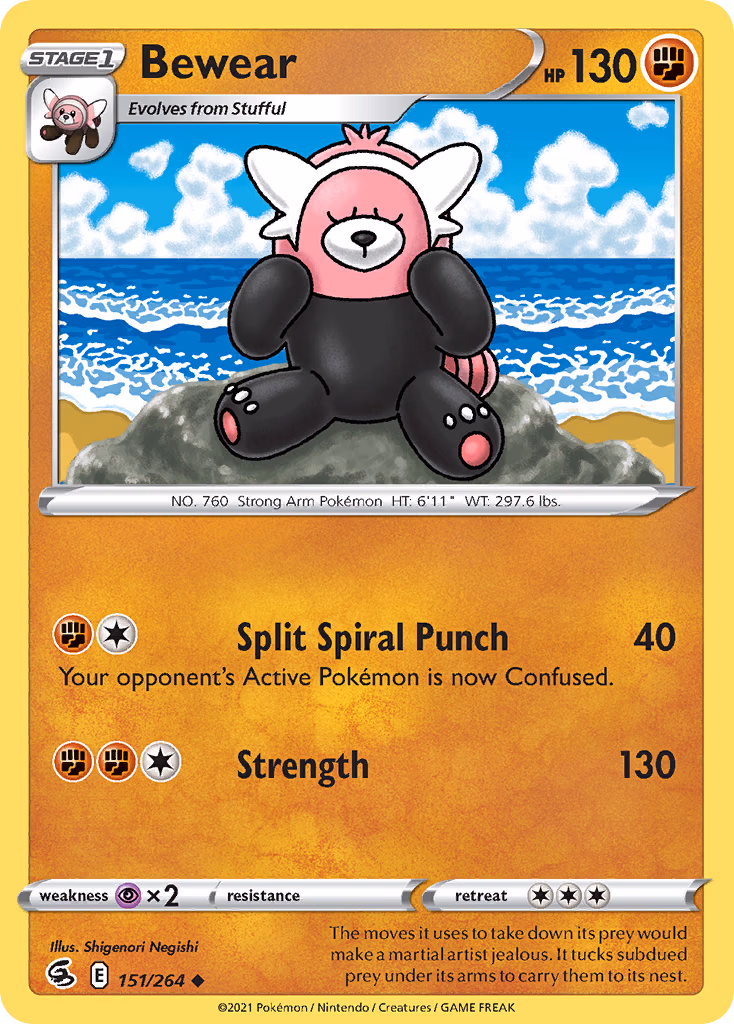 Bewear Pokemon card (151/264, Fusion Strike)