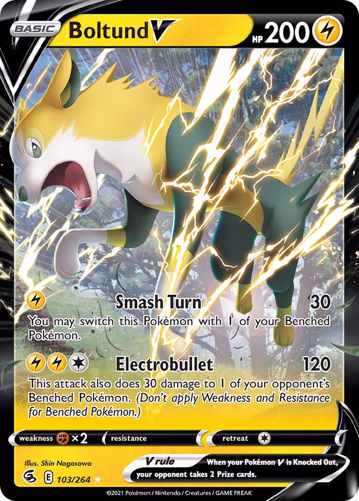 Boltund V Pokemon card (103/264, Fusion Strike)