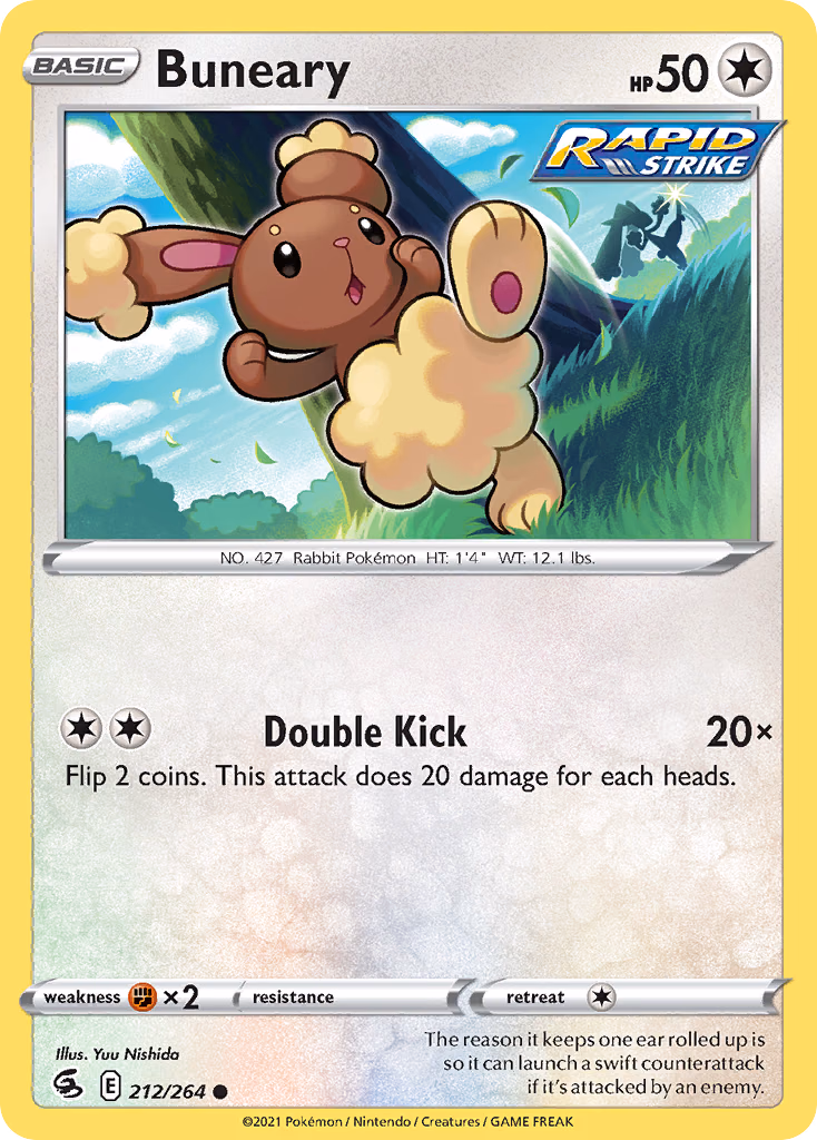 Buneary Pokemon card (212/264, Fusion Strike)