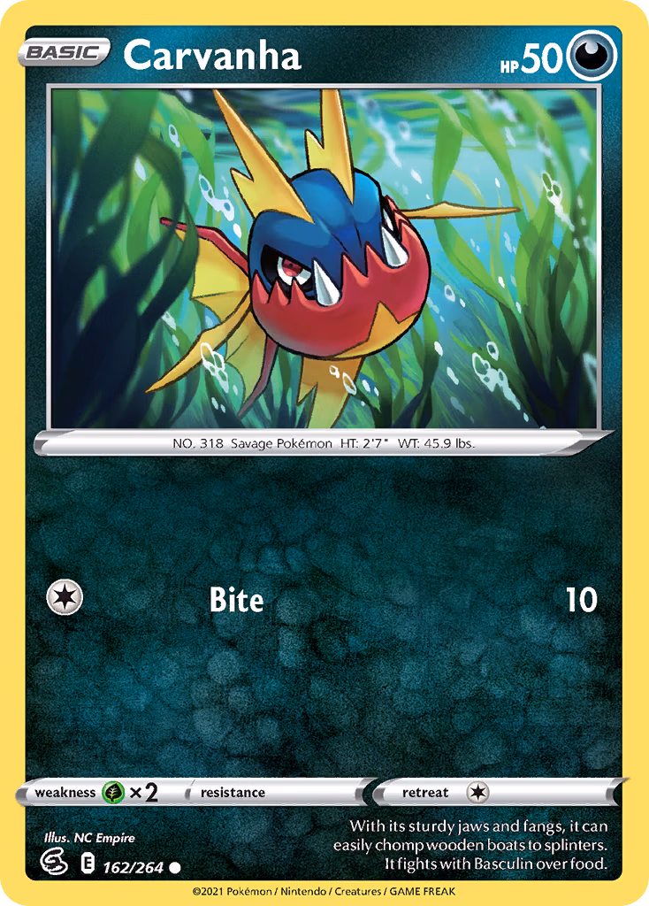 Carvanha Pokemon card (162/264, Fusion Strike)