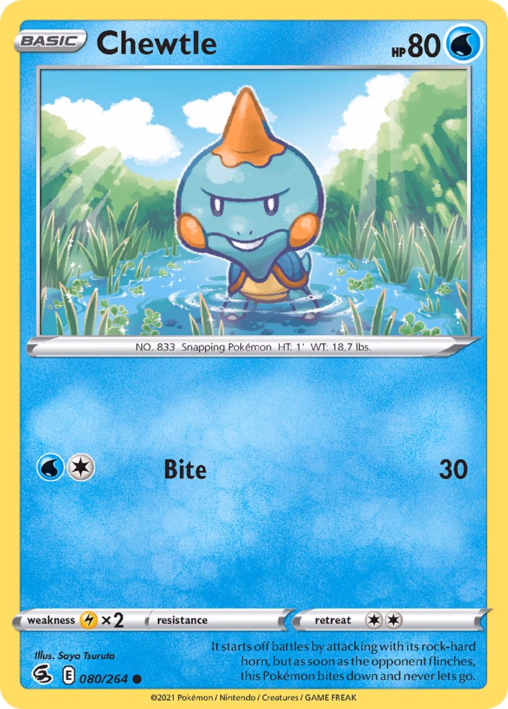 Chewtle Pokemon card (080/264, Fusion Strike)