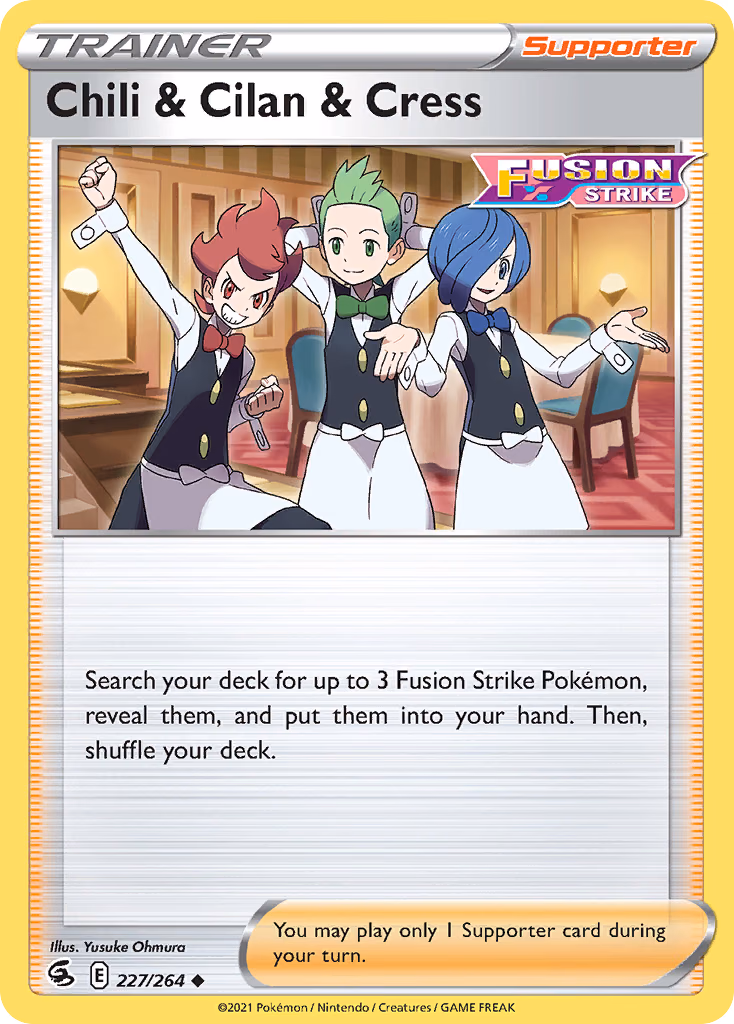 Chili & Cilan & Cress Pokemon card (227/264, Fusion Strike)