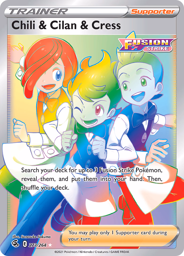Chili & Cilan & Cress Pokemon card (273/264, Fusion Strike)