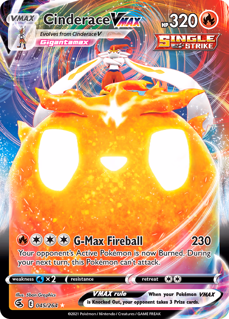 Cinderace VMAX Pokemon card (045/264, Fusion Strike)