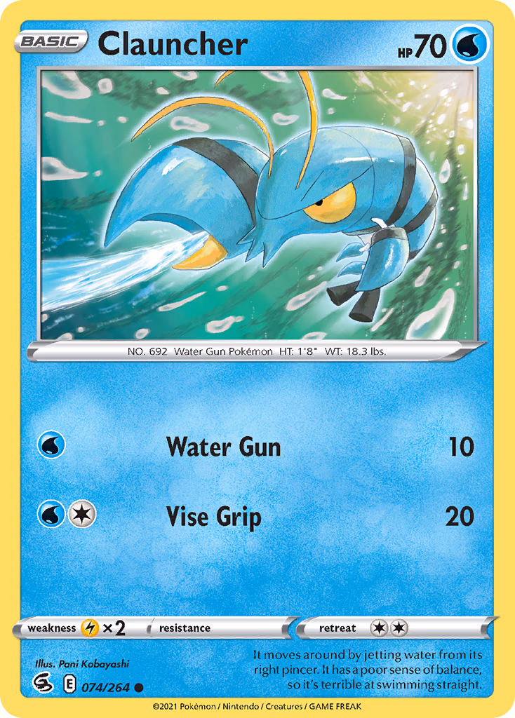 Clauncher Pokemon card (074/264, Fusion Strike)