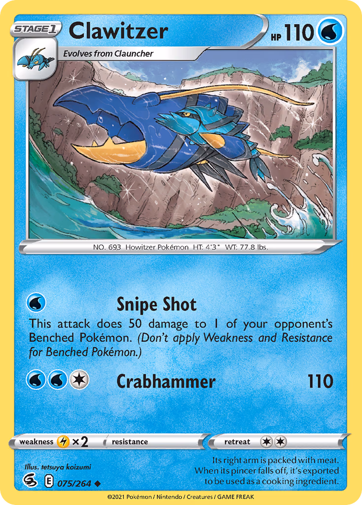 Clawitzer Pokemon card (075/264, Fusion Strike)