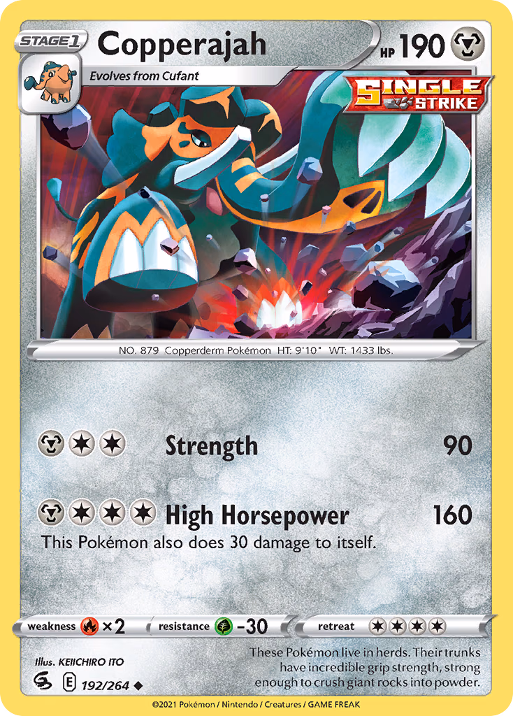Copperajah Pokemon card (192/264, Fusion Strike)