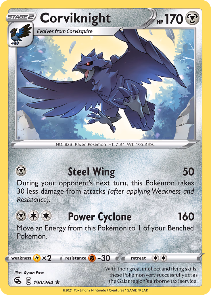 Corviknight Pokemon card (190/264, Fusion Strike)