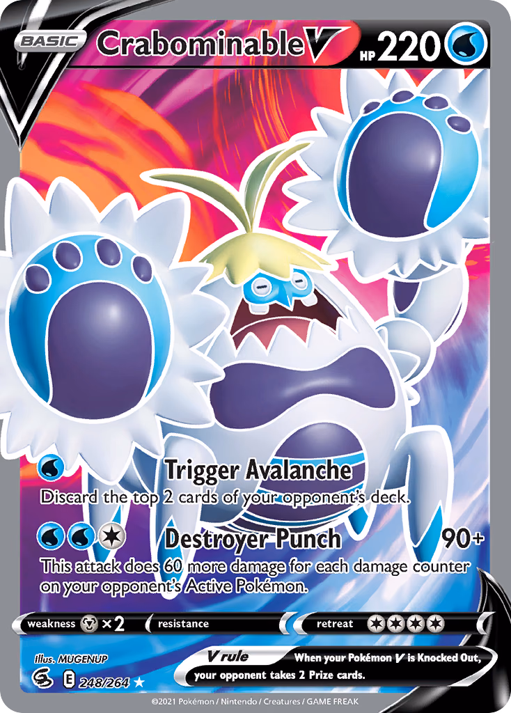 Crabominable V Pokemon card (248/264, Fusion Strike)