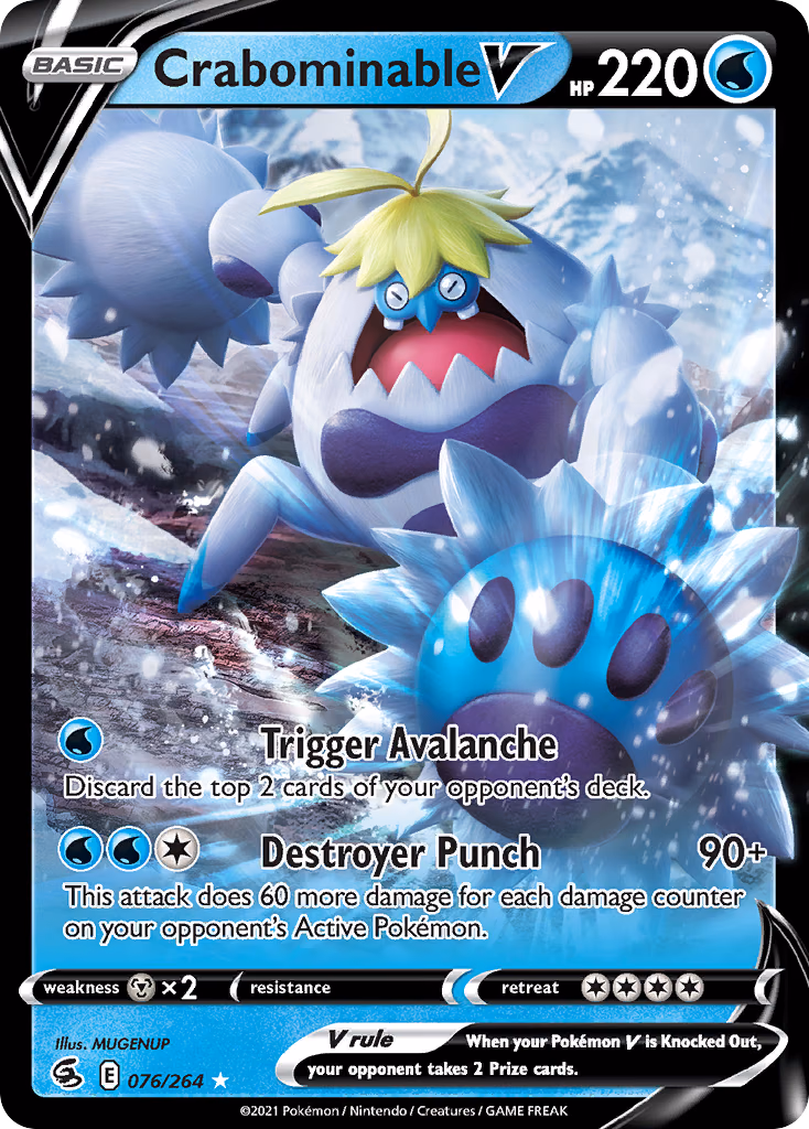 Crabominable V Pokemon card (076/264, Fusion Strike)
