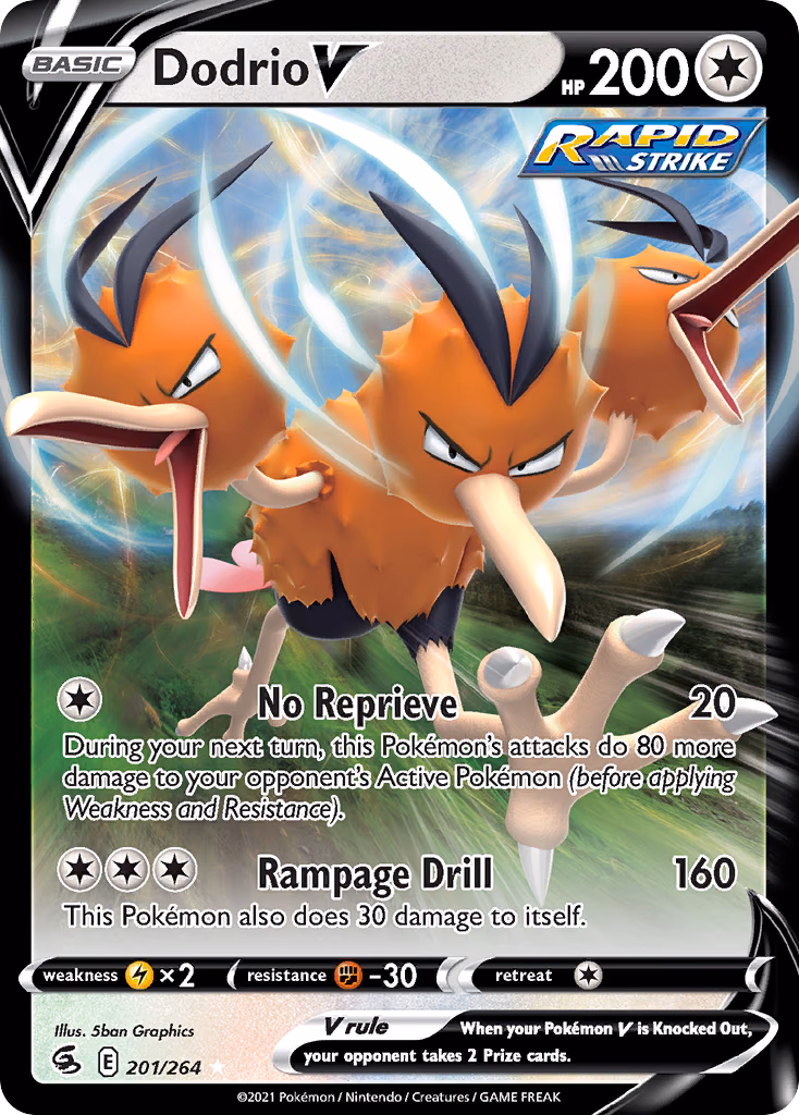 Dodrio V Pokemon card (201/264, Fusion Strike)
