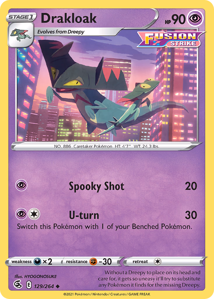 Drakloak Pokemon card (129/264, Fusion Strike)