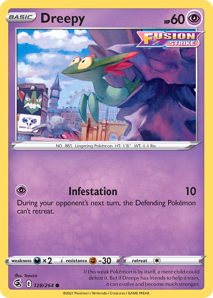 Dreepy Pokemon card (128/264, Fusion Strike)